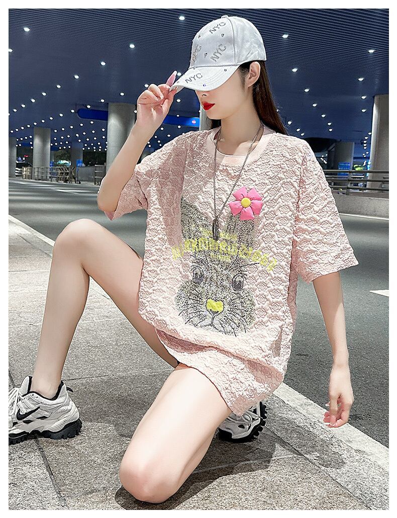 話題沸騰中 キュート カジュアル ホットダイヤモンド 半袖Tシャツ＜F-8626＞