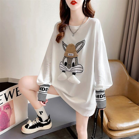 【秋の初めの割引！！】美人度アップ   ウサギちゃん 長袖Tシャツ ＜F-4007＞
