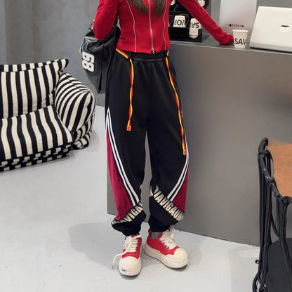 超人気 切り替え デザイン 2色 スウェット ジョガーパンツ F-12286