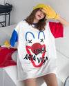 お勧めカラーマッチング ゆったり ビッグロゴ 半袖Tシャツ 全2色＜F-4838＞
