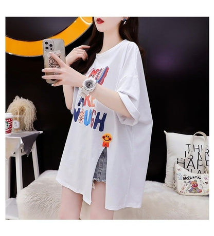 ストリートトレンド韓国風コットン半袖Tシャツ<F-2962>