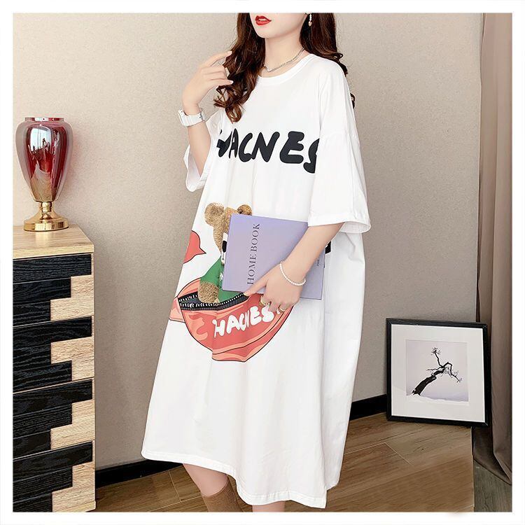 スタイリッシュ プリント カジュアル Tシャツ カットソー ワンピース＜F-8285＞