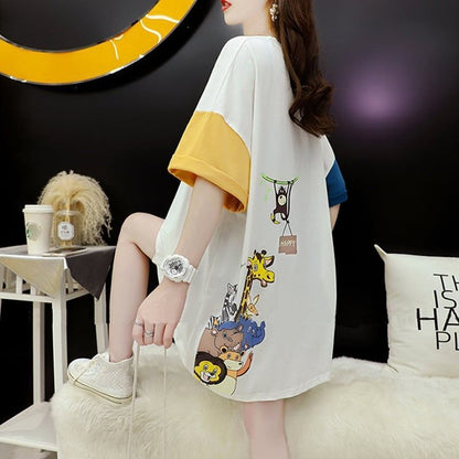 話題沸騰中   オシャレ 体型カバー 着せ 半袖 Tシャツ ＜F-1969＞