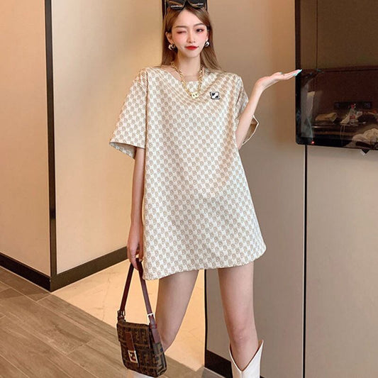 超人気 シンプル ファッション ルーズ半袖シャツF-6770