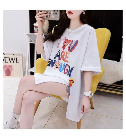 ストリートトレンド韓国風コットン半袖Tシャツ<F-2962>