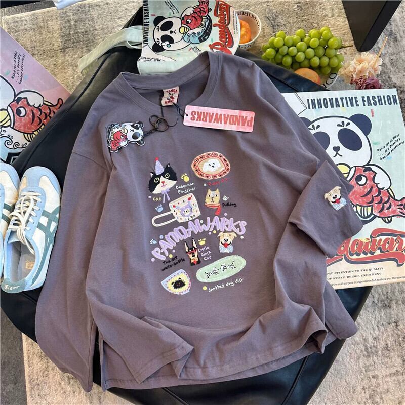新商品 大人可愛い 求めてたデザイン 肌触り抜群 プリント 5色選択 TシャツF-9369