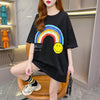 レインボースマイリーファッションオールマッチルーズ半袖Tシャツ<F-2860>