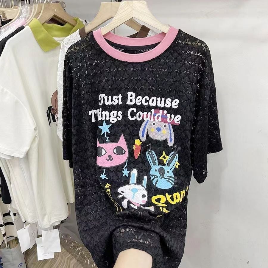 【半額！期間限定！！】新商品 キュート 超人気 プリント 2色半袖Tシャツ＜F-8520＞