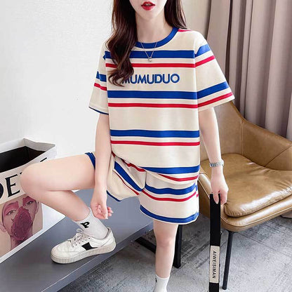 絶対欲しい 真夏も快適 美人度アップ カジュアル 半袖 Tシャツ ショートパンツ セットアップ ＜F-11192＞