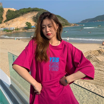 着心地良い   アルファベット Tシャツ ゆったり半袖 ＜F-2851＞