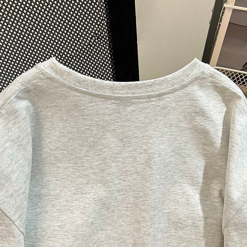 ゆったり 4色展開 ユニセックス ロゴプリント ダメージ加工Tシャツ<F-13048>
