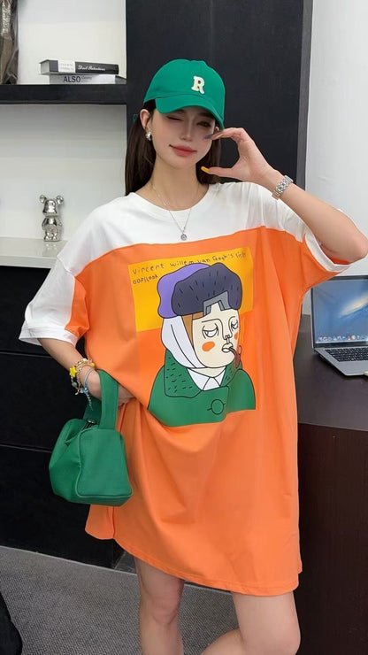おすすめ 好感度UP 海外トレンド カジュアル 全3色 半袖 Tシャツ ワンピース ＜F-11556＞