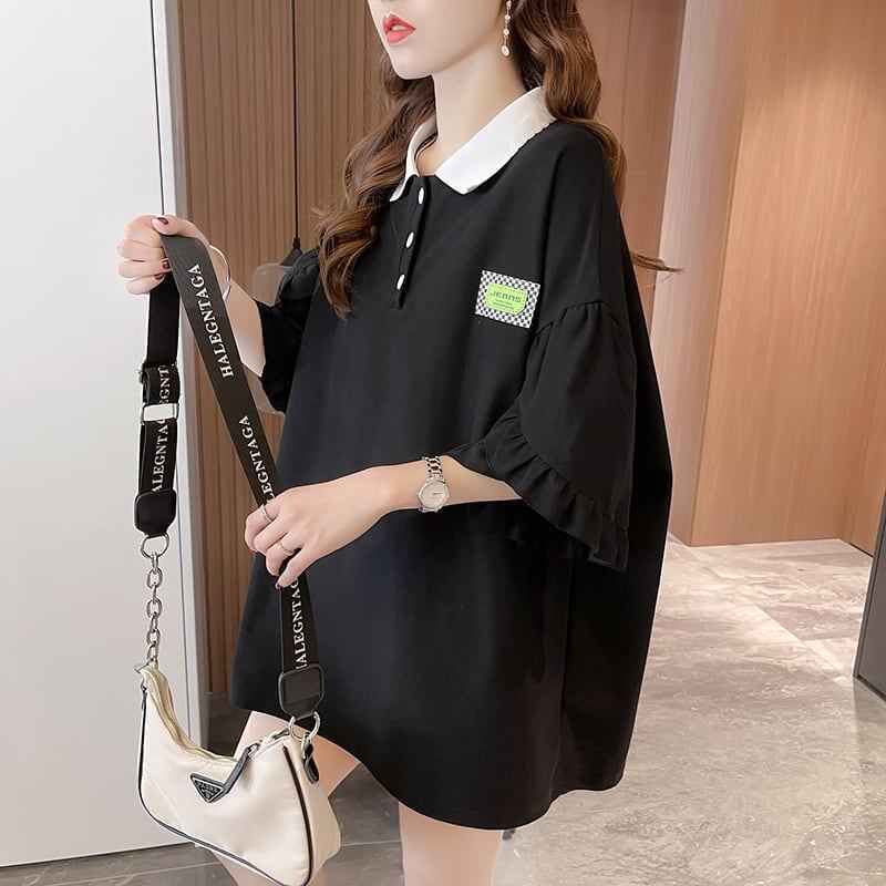 おすすめ   シンプル ロング Tシャツ 三色 ゆったり半袖 ＜F-3055＞