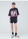 タイドブランド   ロックアメリカンストリートレタープリント半袖Tシャツ<F-2903>