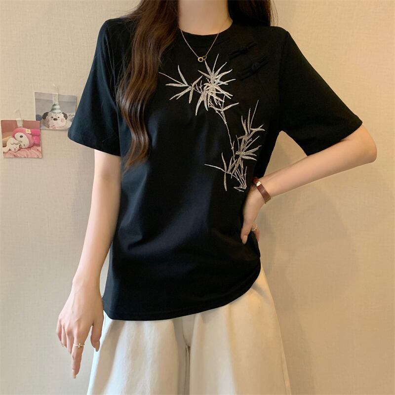 おすすめ 海外トレンド カジュアル モーダル 刺繍 半袖Tシャツ＜F-8476＞