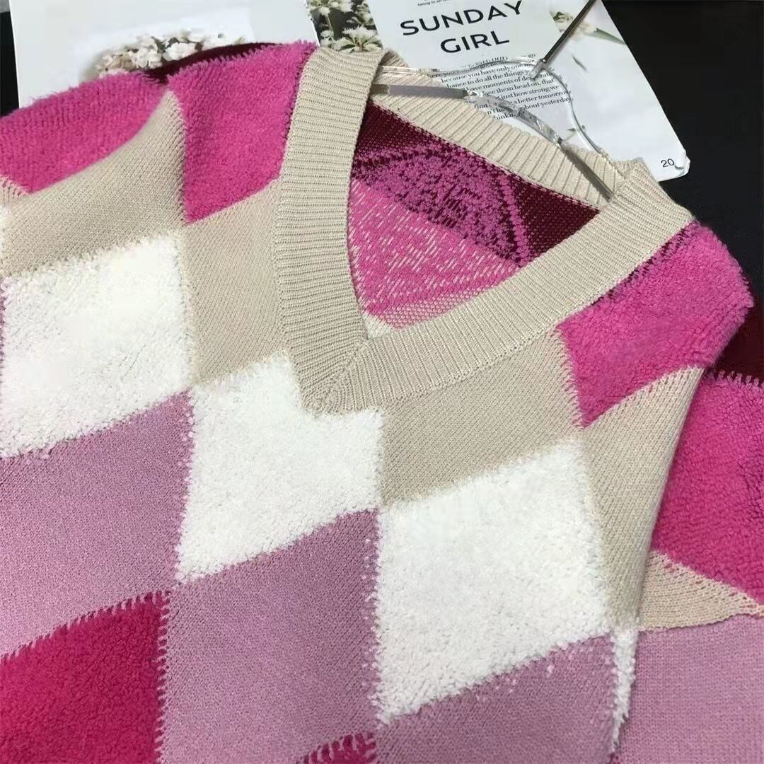 超人気ダイヤ柄ニットセーター厚手ゆったり全2色＜F-4654＞