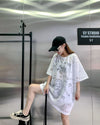 売り切れ必至 ゆったり ファッション感満々 ロング丈 3色半袖Tシャツ＜F-9086＞