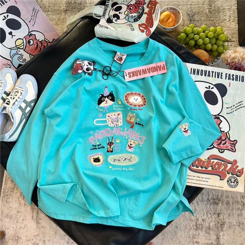 新商品 大人可愛い 求めてたデザイン 肌触り抜群 プリント 5色選択 TシャツF-9369