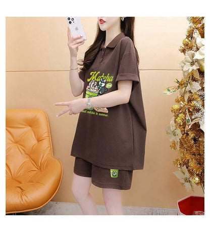 超人気 プリント カジュアル 半袖Ｔシャツⅹパンツセット全3色 <F-8528>