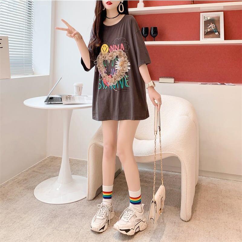 デザイン感   チャーミング Tシャツ カットソー＜F-3529＞