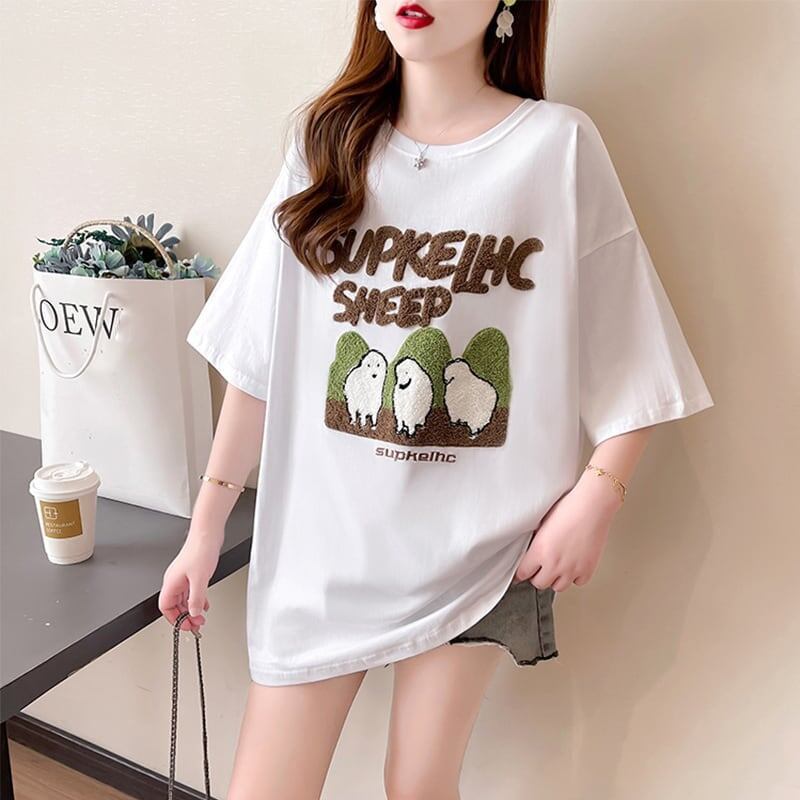 合わせやすい   チャーミング Tシャツ カットソー＜F-3480＞