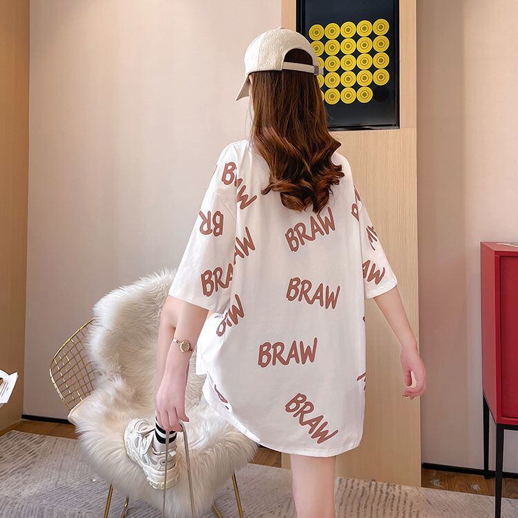 新商品 ラウンドネック 好感度満載 プリント Tシャツ カットソー＜F-8477＞
