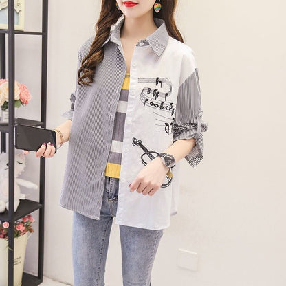 超人気   ファッション ストライプ柄 シャツ<F-8087>