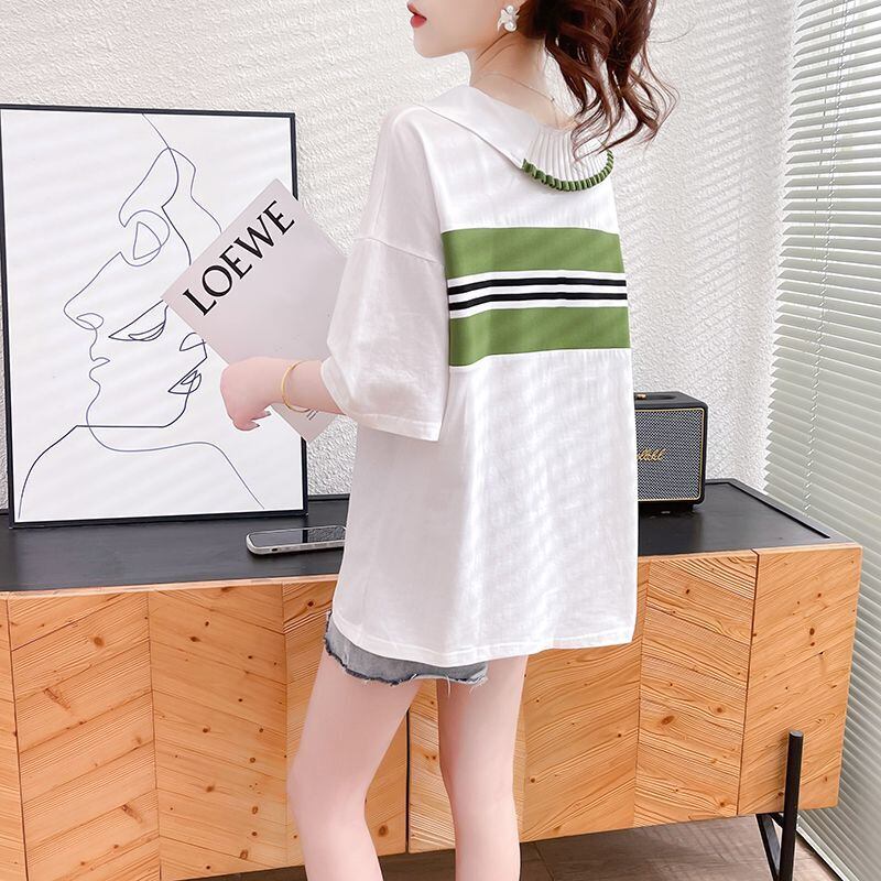 絶対欲しい キュート 定番シンプル 切り替え 全2色 半袖TシャツF-8742