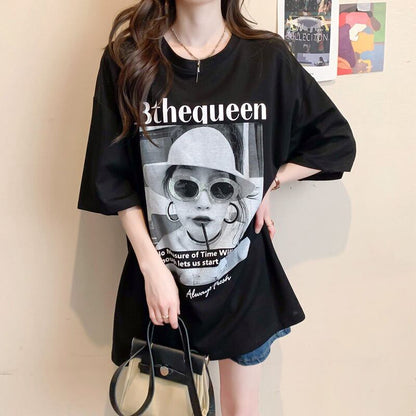 話題沸騰中 レース アバンギャルド 切り替え ホットダイヤモンド 3色選択 半袖Tシャツ＜F-8547＞