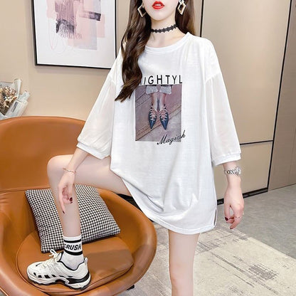 話題沸騰中 プリント 切り替え ストリート ゆったり 着?せ トップス Tシャツ ＜F-2075＞