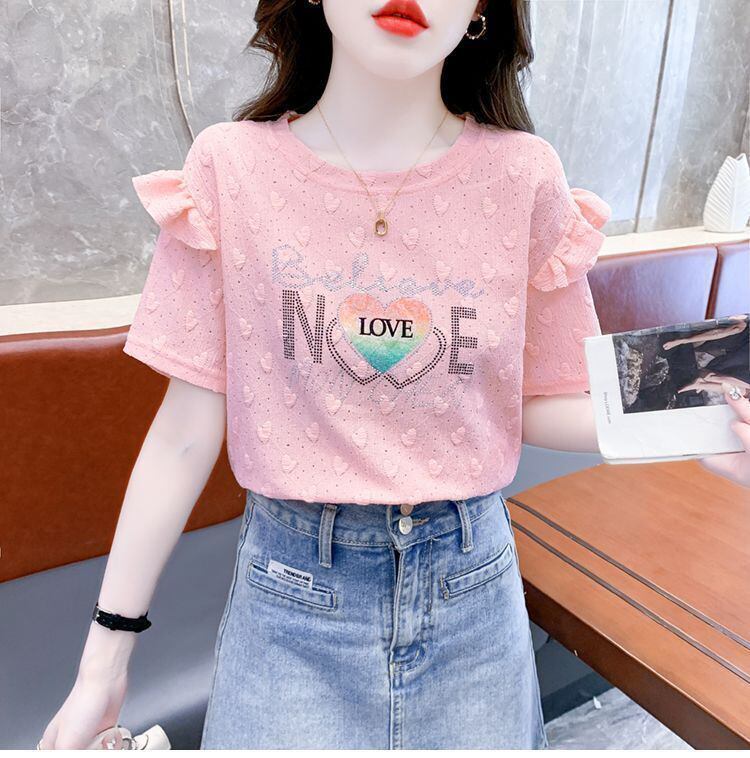 新商品 大人可愛い 話題沸騰中 ホットダイヤモンド 全3色 半袖TシャツF-8868