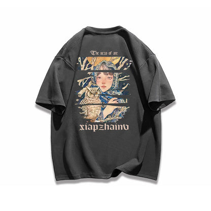 ポップなプリントが夏に映えるプリントTシャツ 半袖 全8色 Tシャツ F-9252