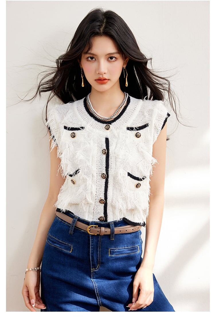 美人度アップ ファッション 上品 フリンジ ブラウス＜F-8325＞