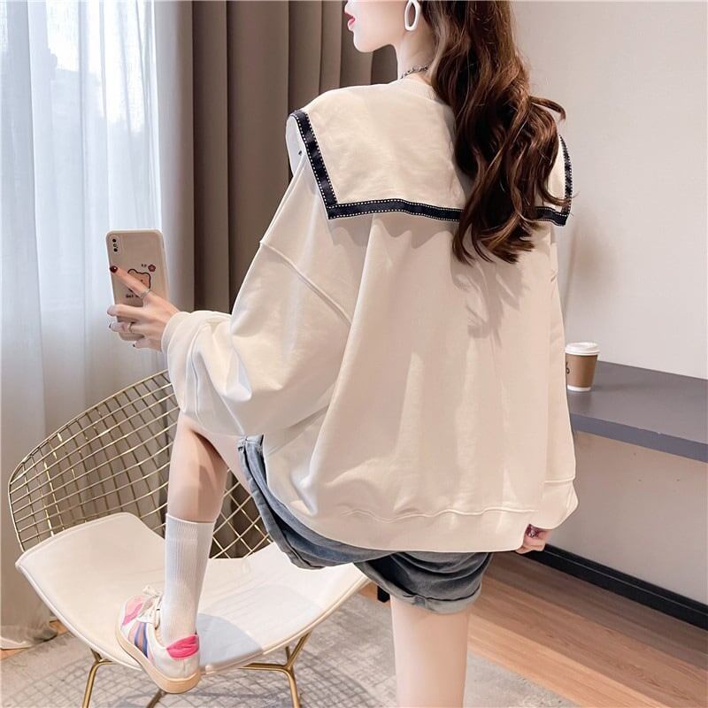 絶対欲しい   セーラ服の襟 長袖Tシャツトップス<F-4036>