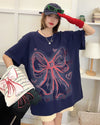 個性的なデザイン プリント ラウンドネック 半袖 Tシャツ カットソー＜F-8273＞
