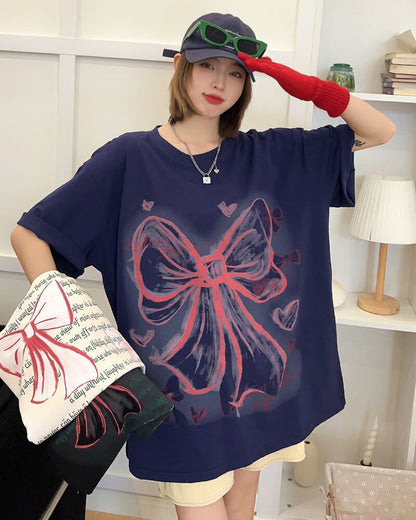 個性的なデザイン プリント ラウンドネック 半袖 Tシャツ カットソー＜F-8273＞