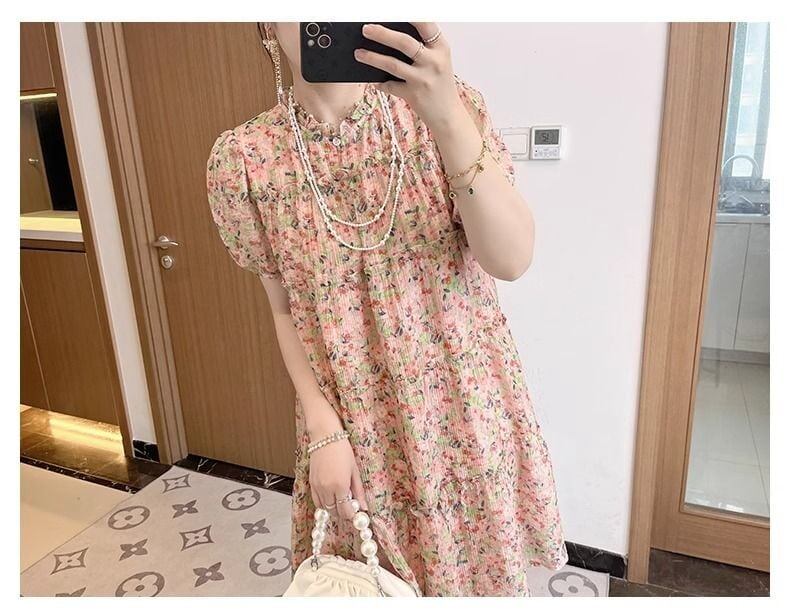 絶対欲しい   上品 花柄 半袖 ワンピース＜F-8176＞