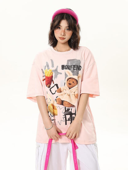 売れ筋 早い者勝ち 絶対流行 カジュアル 2色選択 Tシャツ<F-11178>