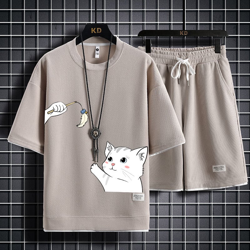 男女兼用 肌触りよい Tシャツ & ショーツ セットアップ F-13328