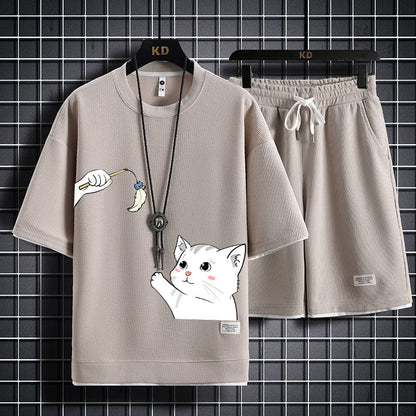 男女兼用 肌触りよい Tシャツ & ショーツ セットアップ F-13328