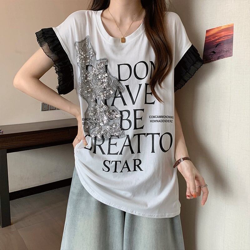 大好評 特別デザイン 着回し力抜群 ゆったり 全2色 半袖Tシャツ＜F-8826＞