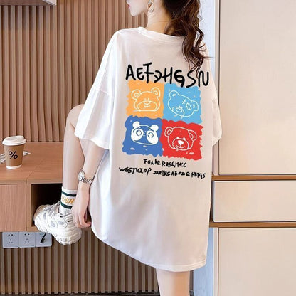 大活躍 プリント カジュアル 5色選択 半袖Tシャツ＜F-8584＞
