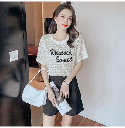 【半額！期間限定！！】大活躍 シフォン 定番シンプル 刺繍 全3色 Tシャツ カットソー ＜F-8601＞