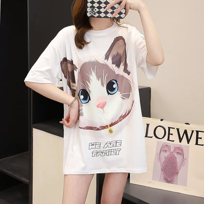 新商品 カジュアル 売り切れ必至 ルーズ プリント 全2色 半袖TシャツF-8777