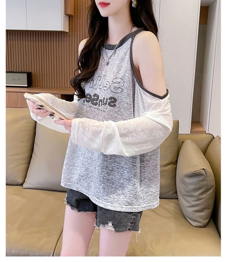 大人気 ラウンドネック スウィート 長袖 Tシャツ ＜F-8629＞