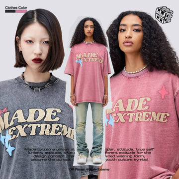 ストリートトレンドのレターファンプリント半袖Tシャツ<F-2906>