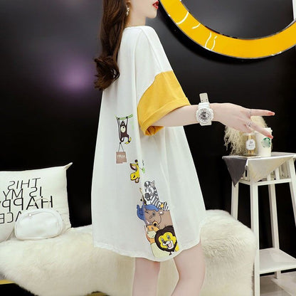 話題沸騰中 配色 オシャレ ゆったり 体型カバー 着?せ 半袖 Tシャツ ＜F-1969＞