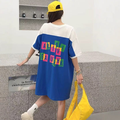 おすすめ 好感度UP 海外トレンド カジュアル 全3色 半袖 Tシャツ ワンピース ＜F-11556＞