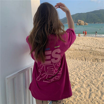 着心地良い   アルファベット Tシャツ ゆったり半袖 ＜F-2851＞