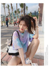 夏らしいタイダイグラデーションルーズ半袖Tシャツ<isf-2961>